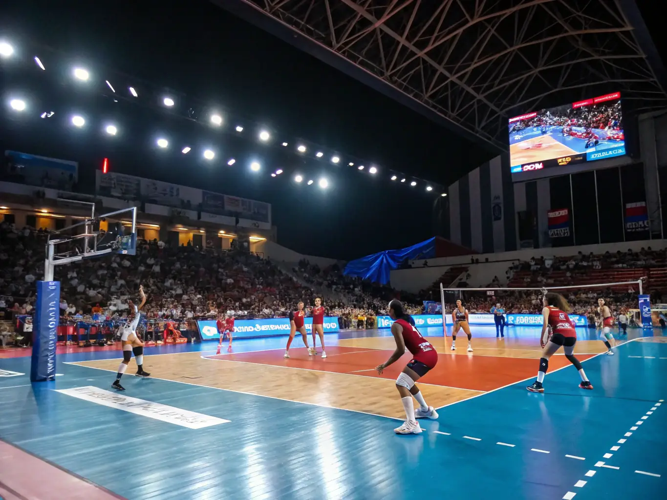 An action shot of a volleyball match organized by ASSOCIATION SPORTIVE SAINT PAUL CAEN, highlighting the energy and competitive spirit of the event.